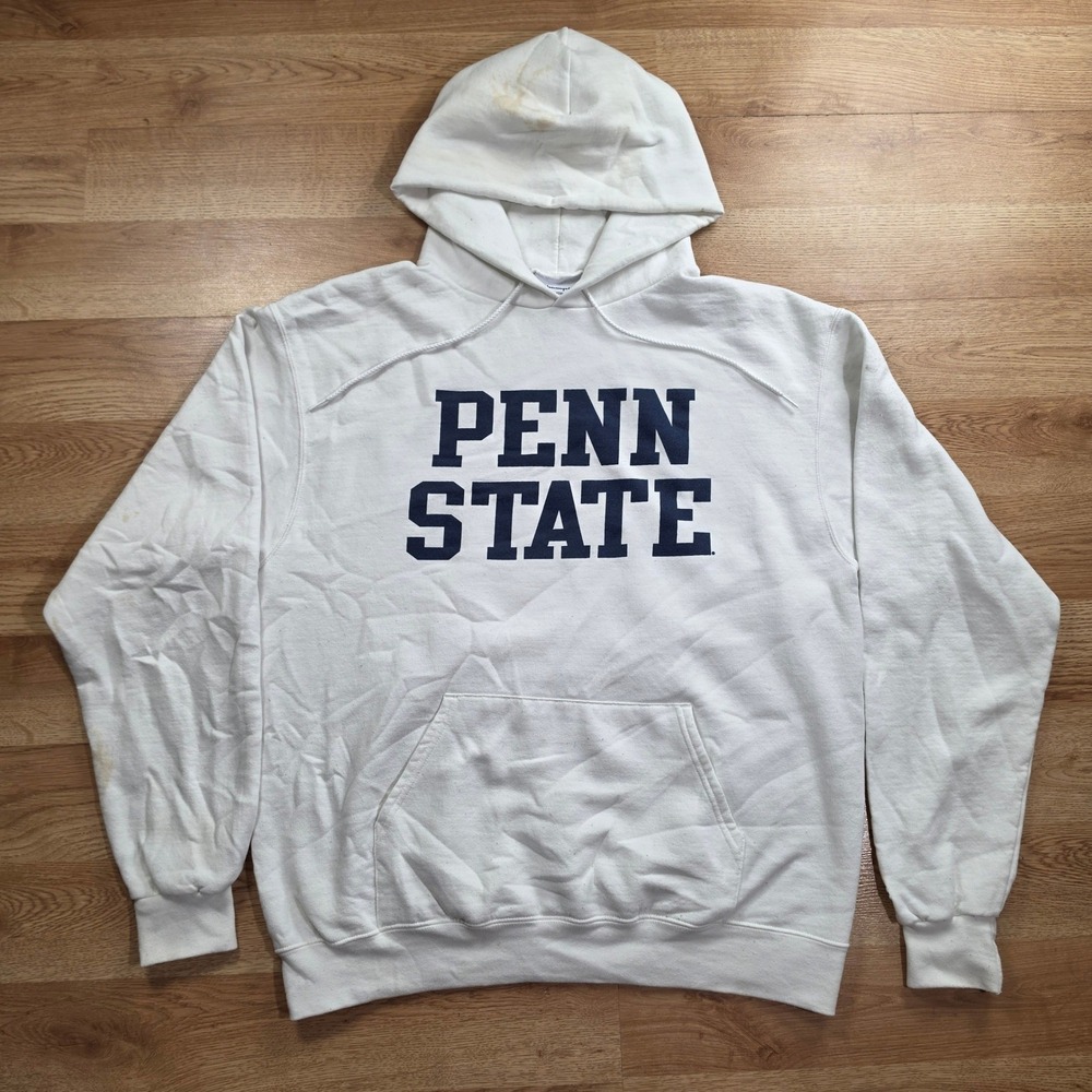 Champion Penn State Hoodie Mens Large Authentic Athleticwear White Pullover